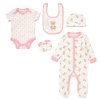 F10707NB: Baby Girls Little Bear 6 Piece Mesh Bag Gift Set (NB-6 Months)